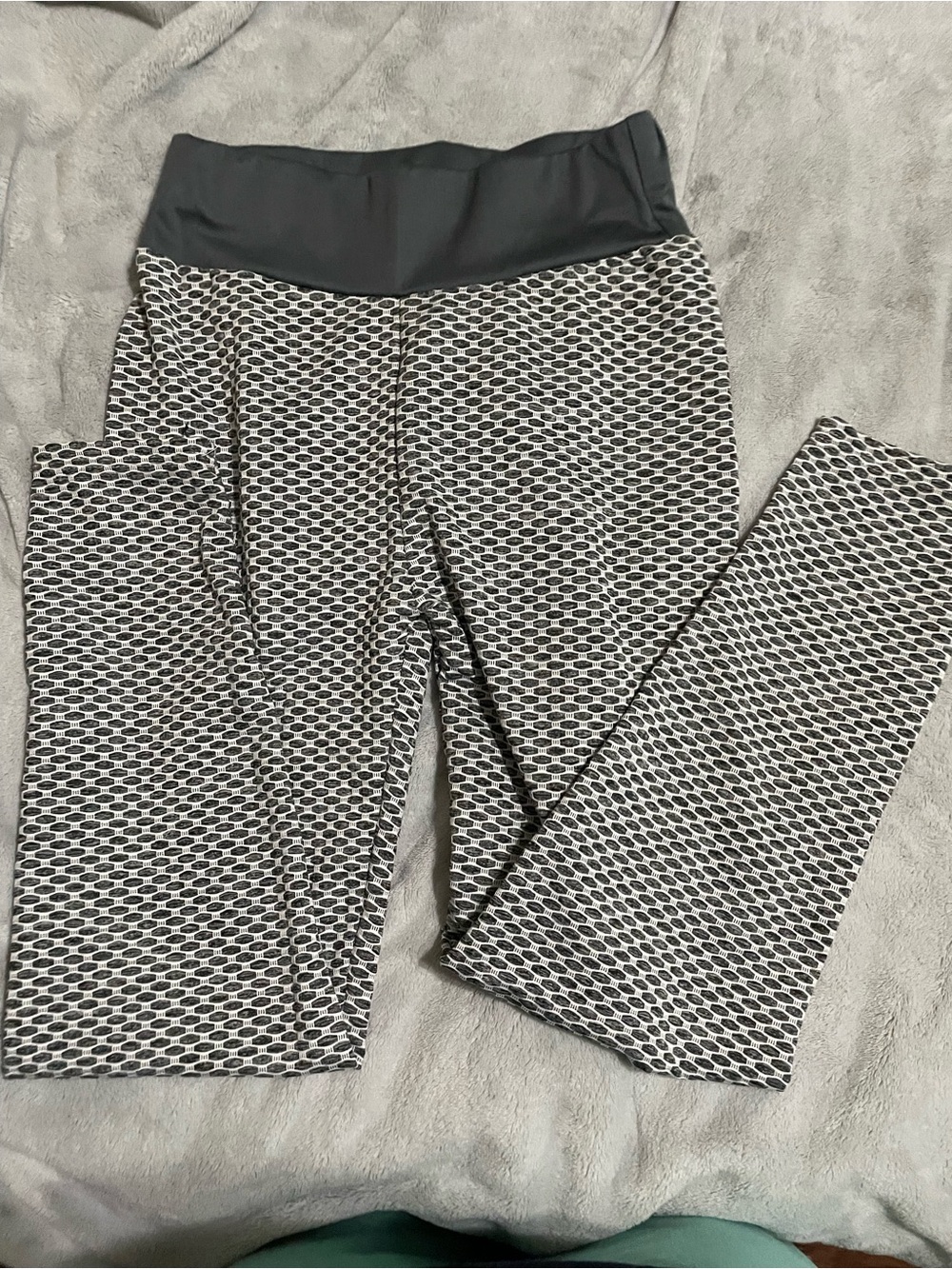 Source Unknown Gray & White Textured High-Waist Leggings